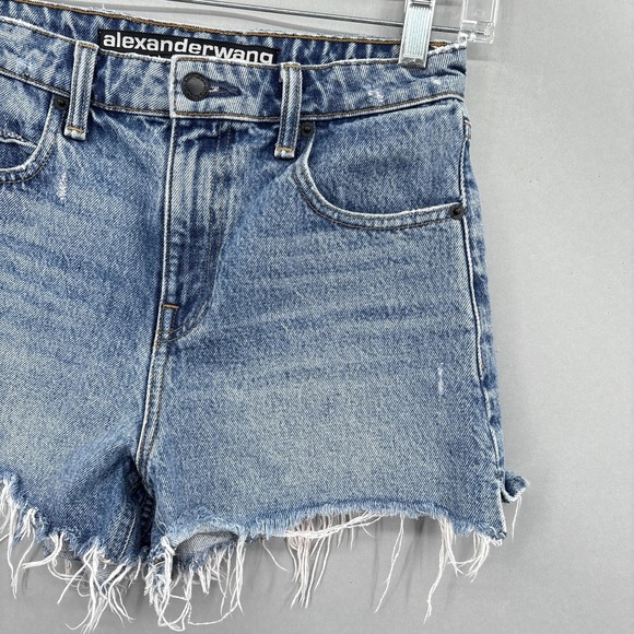 Alexander Wang Shorts Womens 25 High Rise Bite Denim Cutoff Raw Hem Made USA - Picture 2 of 16
